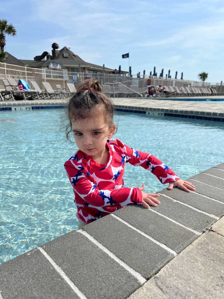 Toddler playing condo pool - best places to stay in Hilton Head with toddler