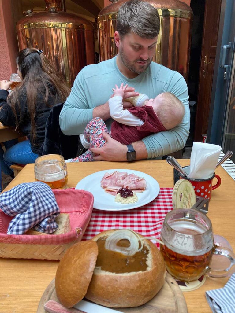 eating out in Prague with a Baby