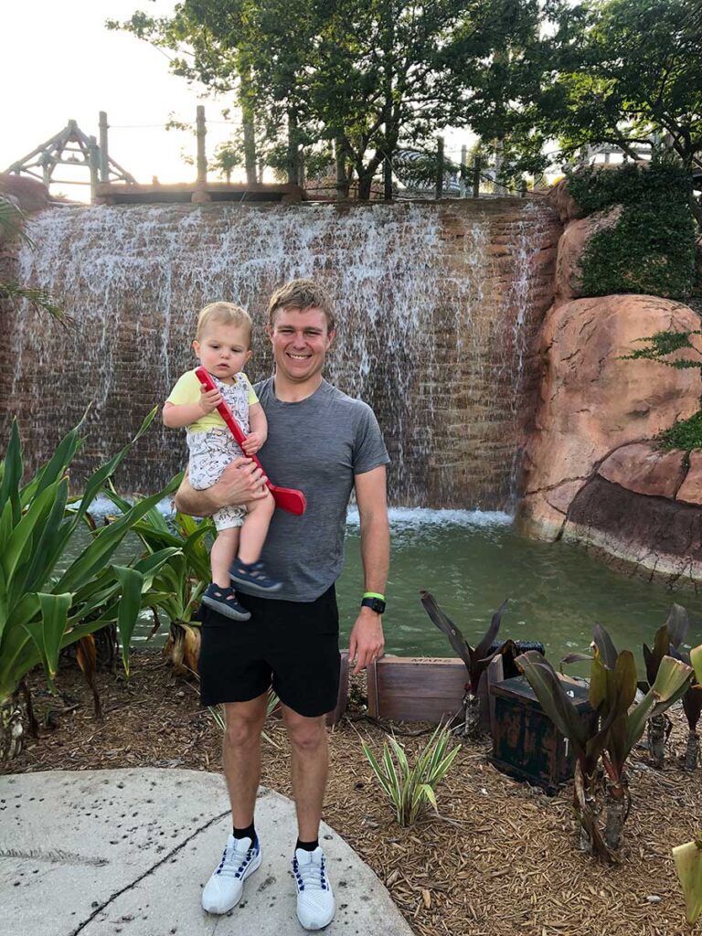 father and toddler at Congo River Golf