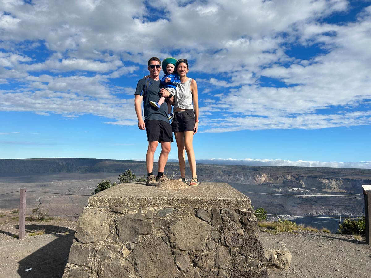 hiking in Volcanoes National Park with toddler