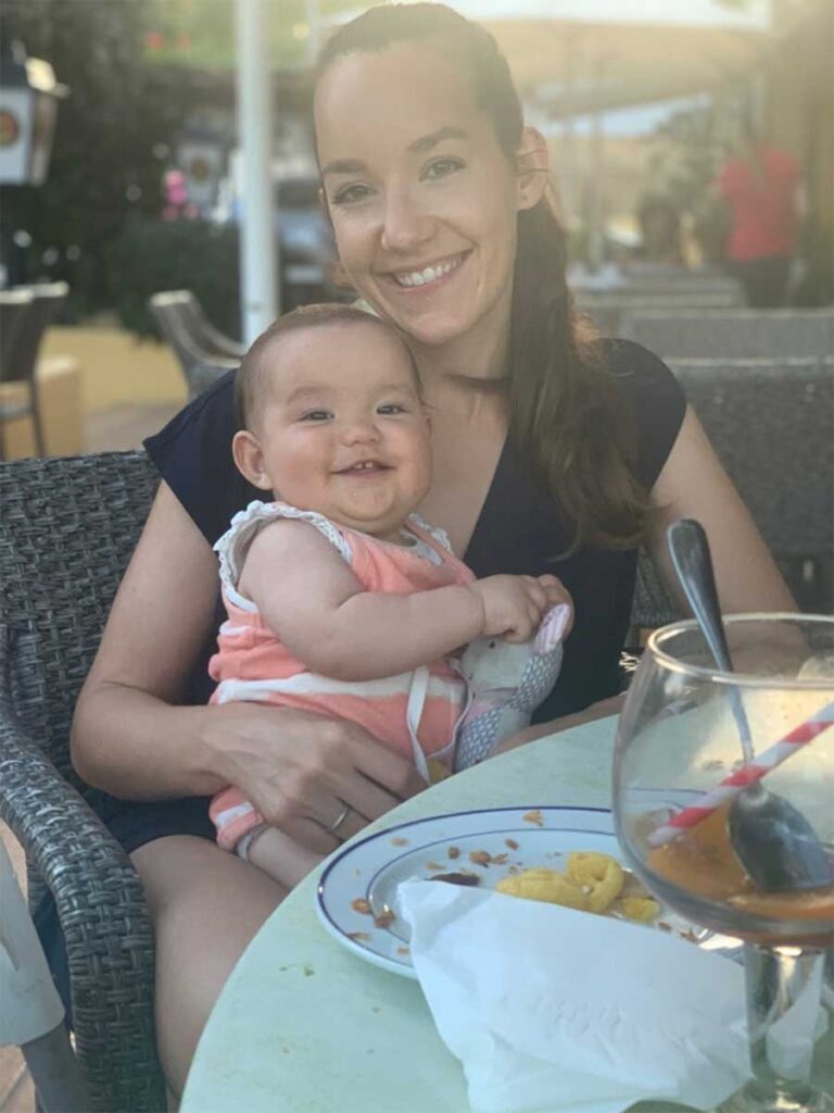 mother holding baby - visiting Mallorca with baby