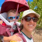 mother with toddler in hiking carrier