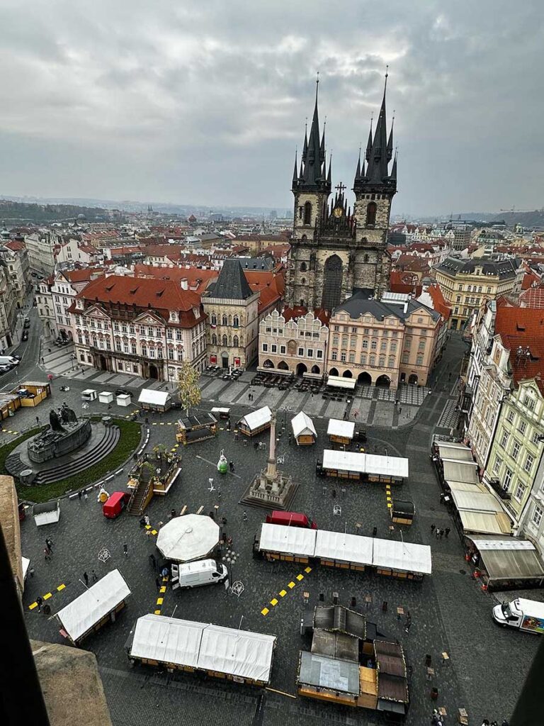 view of Prague from tower - taking baby to Prague