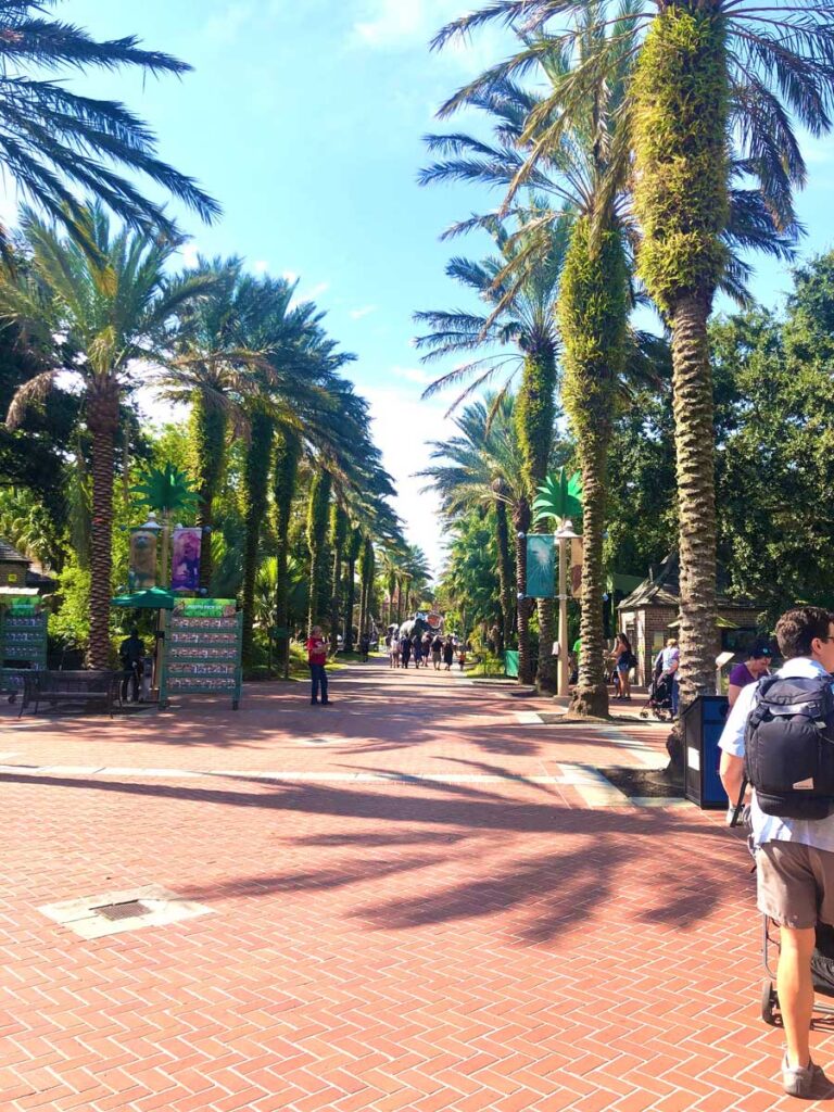 View of the walkway in the Garden District. 